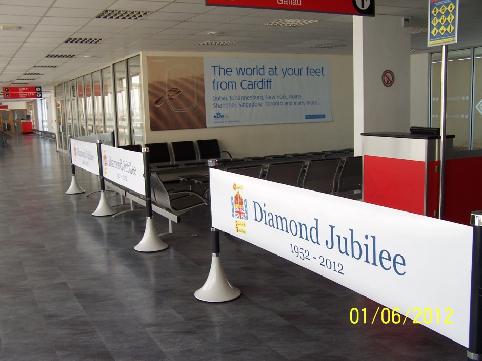 Cardiff Airport Printed Crowd barrier